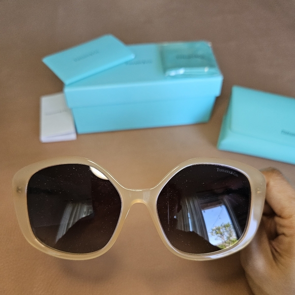 Tiffany & Co. Beige Irregular Sunglasses NWT - Picture 3 of 12